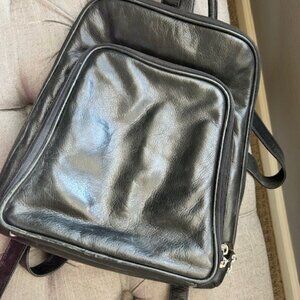 Black Leather Backpack.  12"W x 12"H